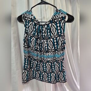 Calvin Klein Black and Blue Geometric Blouse